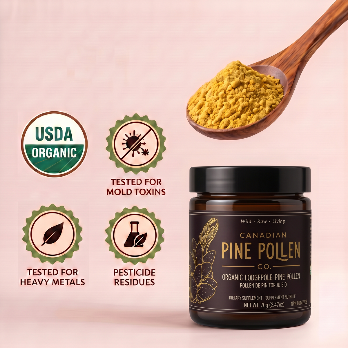 Wild Lodgepole Pine Pollen Powder - Certified Organic