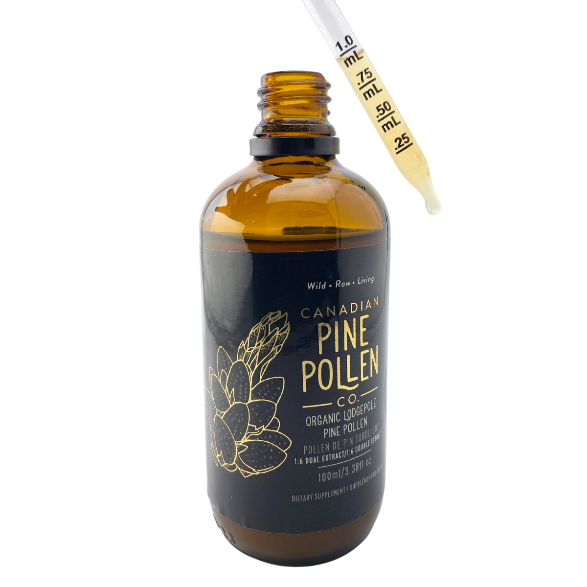 Teinture de pollen de pin tordu 1:6 - Certifiée biologique (100 ml-3,4 fl oz)