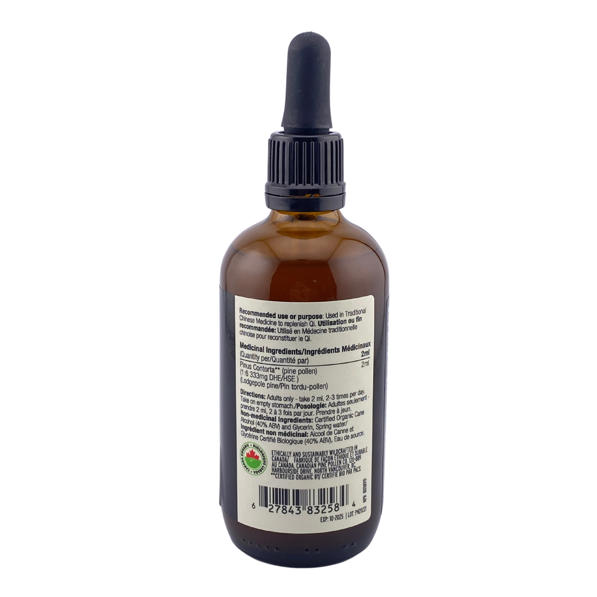 Teinture de pollen de pin tordu 1:6 - Certifiée biologique (100 ml-3,4 fl oz)
