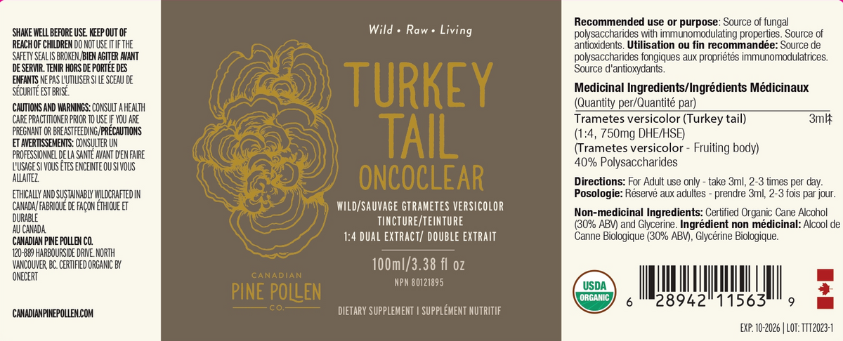 Certified Organic Turkey Tail Tincture Wild | Ultrasonic dual extract