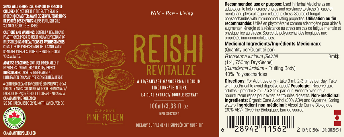Wild Reishi Tincture Certified Organic | Dual Extract