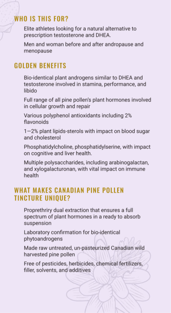 Certified Organic Potency Pine Pollen | 500mg Pine Pollen Per 2 ML of Extract