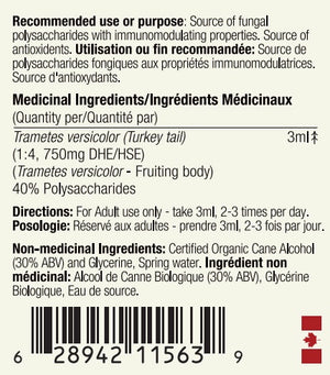 Wild Canadian Turkey Tail Tincture (250mg/ml) | 1:4 dual extract (3.38fl oz/100ml)