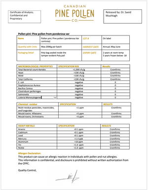 coa pine pollen powder canadian pine pollen