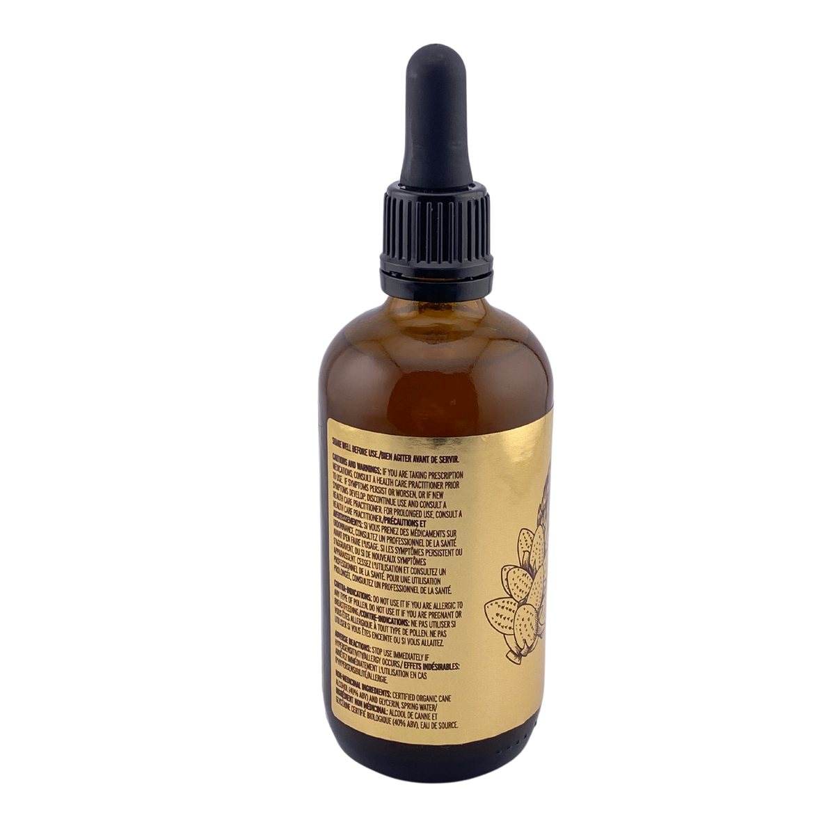 pine pollen bottle side view gold