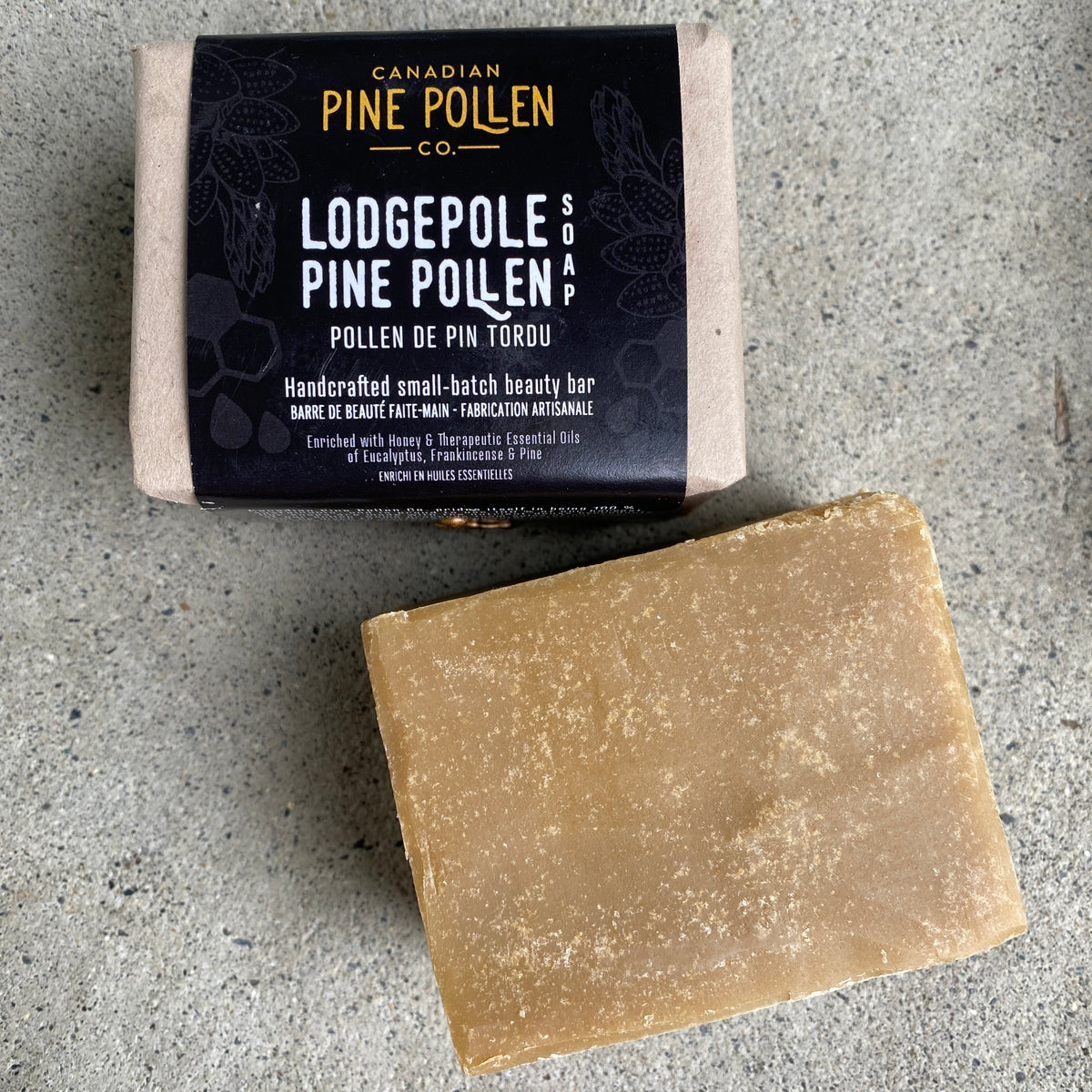 pine pollen soap close up