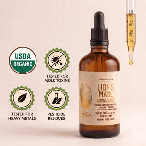 Organic Lion's Mane Tincture | dual extract- Fruiting body