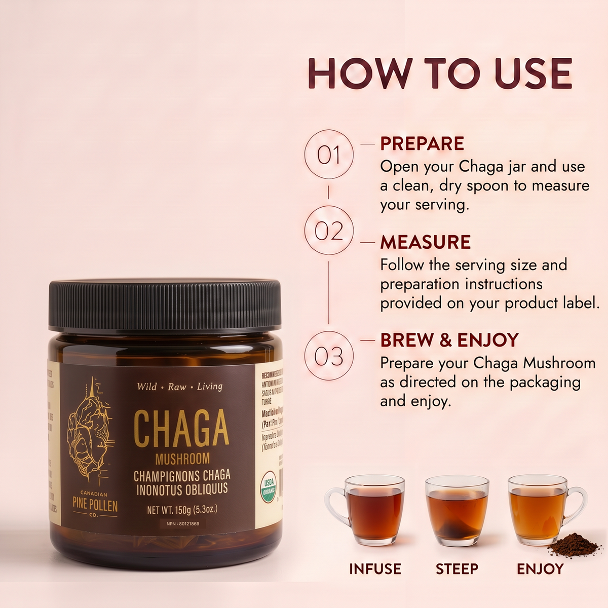 Champignon Chaga sauvage - 150g (5,3 oz)