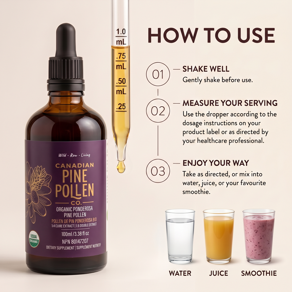 Wild Ponderosa Pine Pollen Tincture Certified Organic