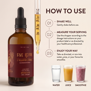 Five Mushroom Complex  |  Wild, Certified Organic dual extract- Fruiting body