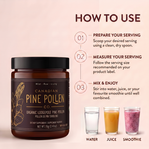 Poudre de pollen de pin tordu sauvage - Certifié biologique 70 g (2,5 oz) 