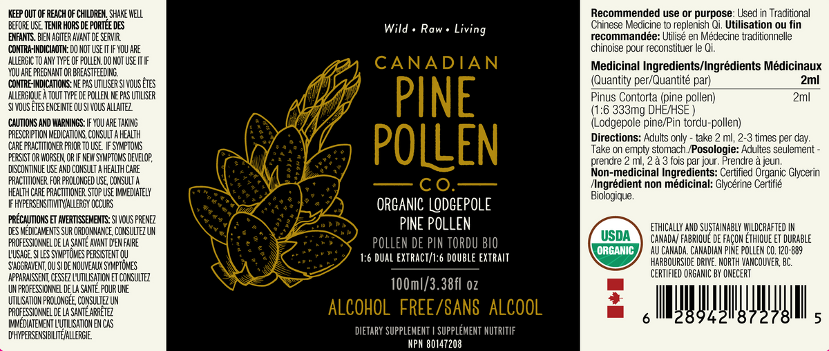 Wild Lodgepole Pine Pollen Tincture Certified Organic
