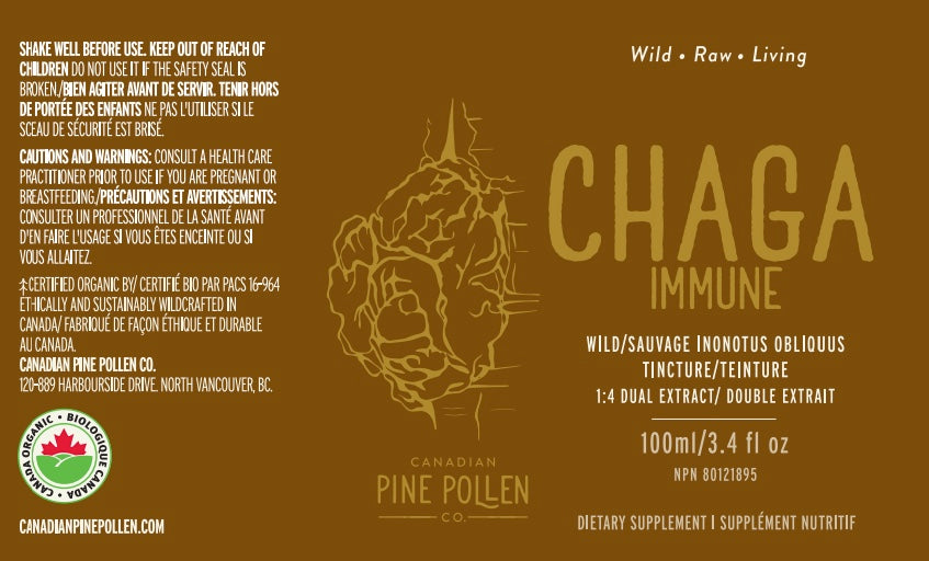 Chaga Mushroom Dual Extract|
Wild Chaga Tincture (250mg/ml)
