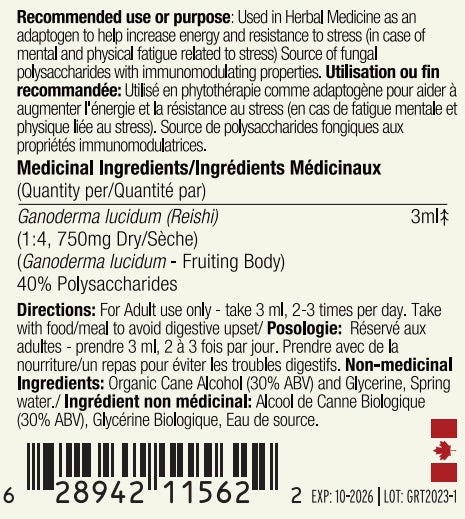 Wild Reishi Tincture (250mg/ml)  |  1:4 Dual Extract (100ml/3.4oz)