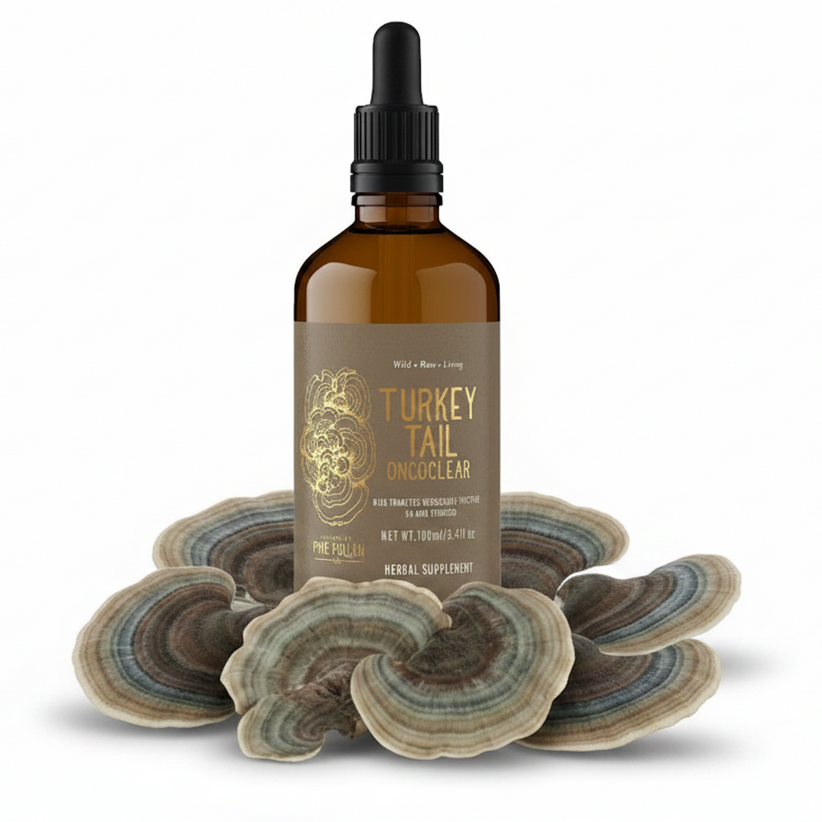 Wild Turkey Tail Organic Tincture Certified |  Ultrasonic 1:4 dual extract (3.38fl oz/100ml)