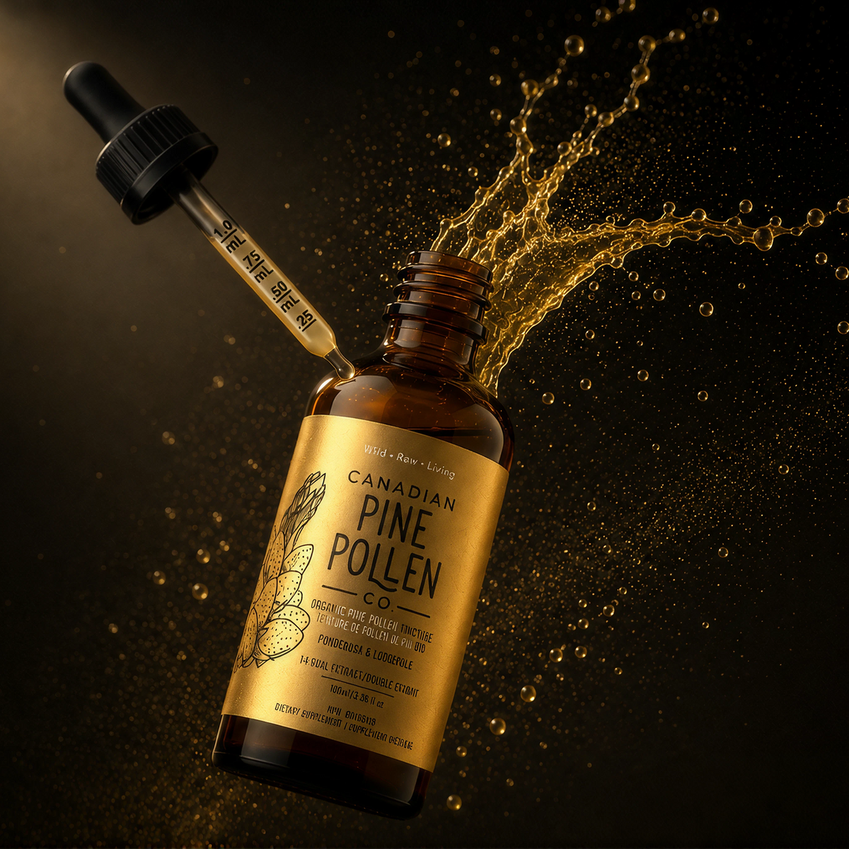 Pine Pollen Trio: Lodgepole Non-alcoholic + Pondersa Powder + Gold Label Ticture